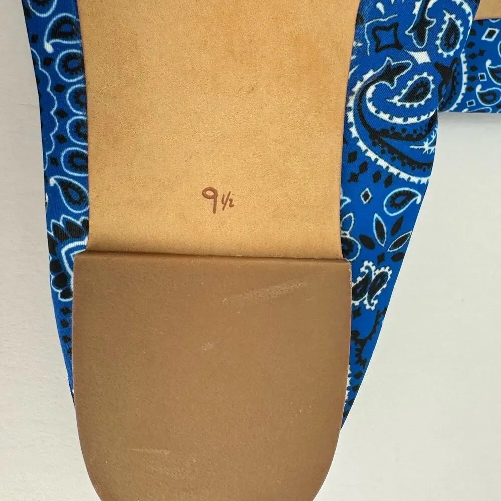 Sam Edelman Felicia Blue Paisley Fabric Leather Bow Ballet‎ Flats Sz 7.5